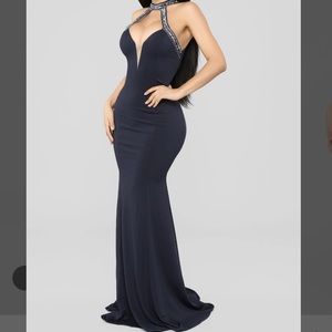 NEVER WORN! Sexy rhinestone studded halter maxi dress! OPEN TO any offers!